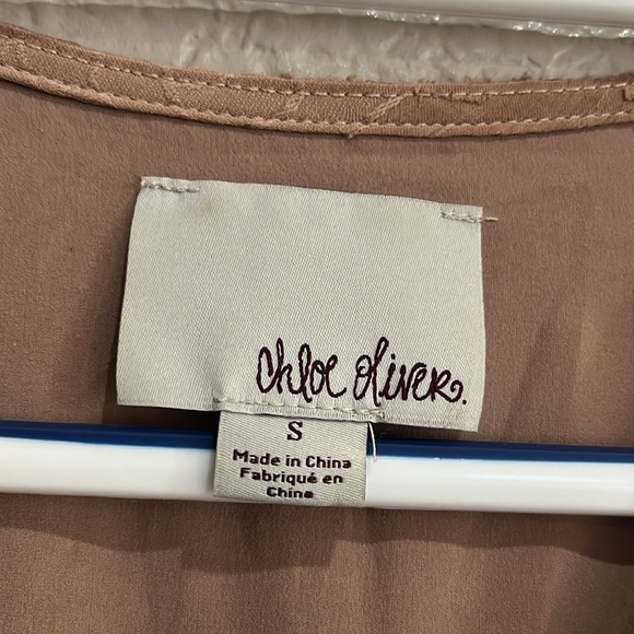 Chloe Oliver Muse Nude Drop Waist Mini Dress Size Small Sleeveless V Neck - Picture 6 of 9